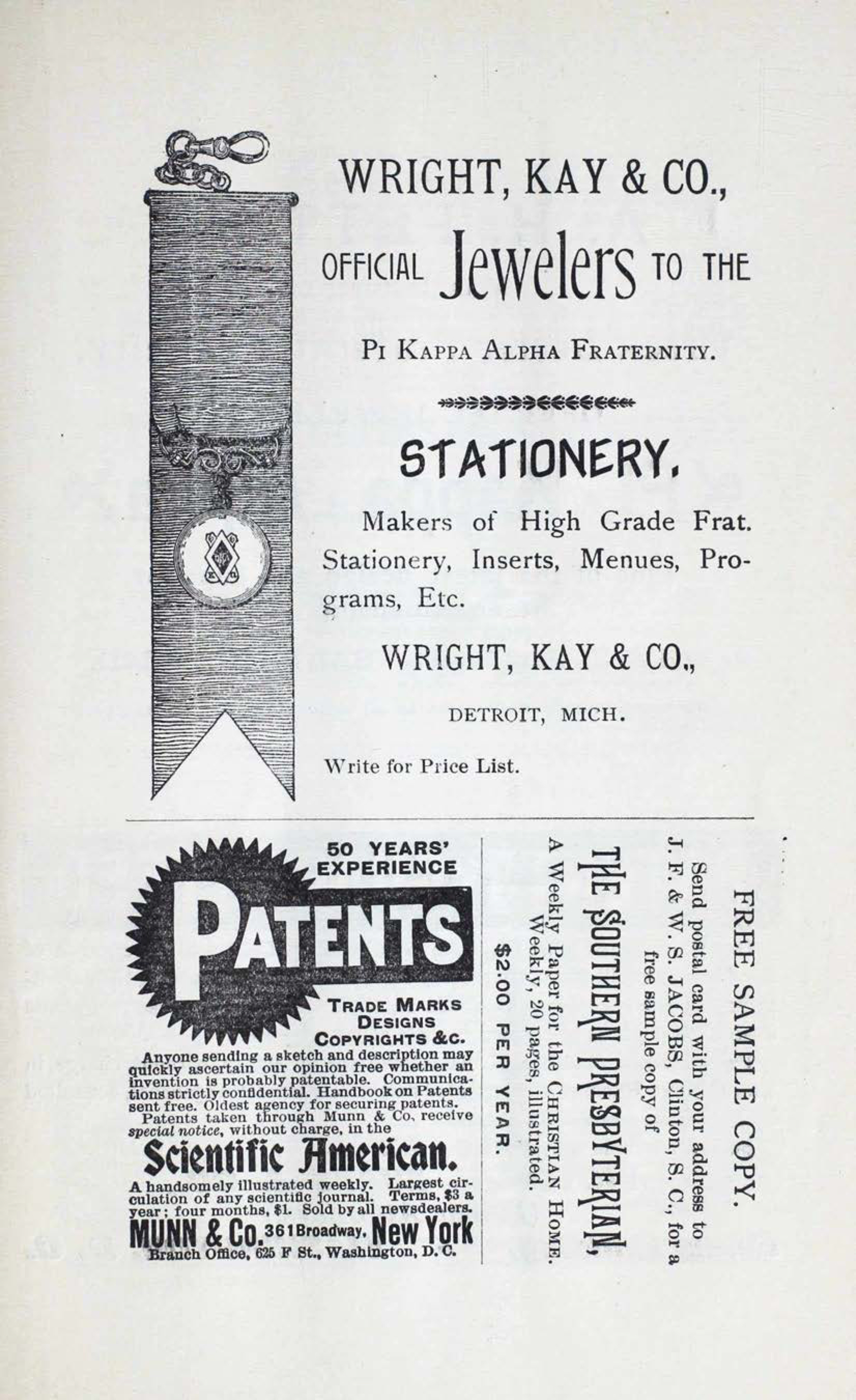 The Southern Presbyterian. Advertisement, February 1901